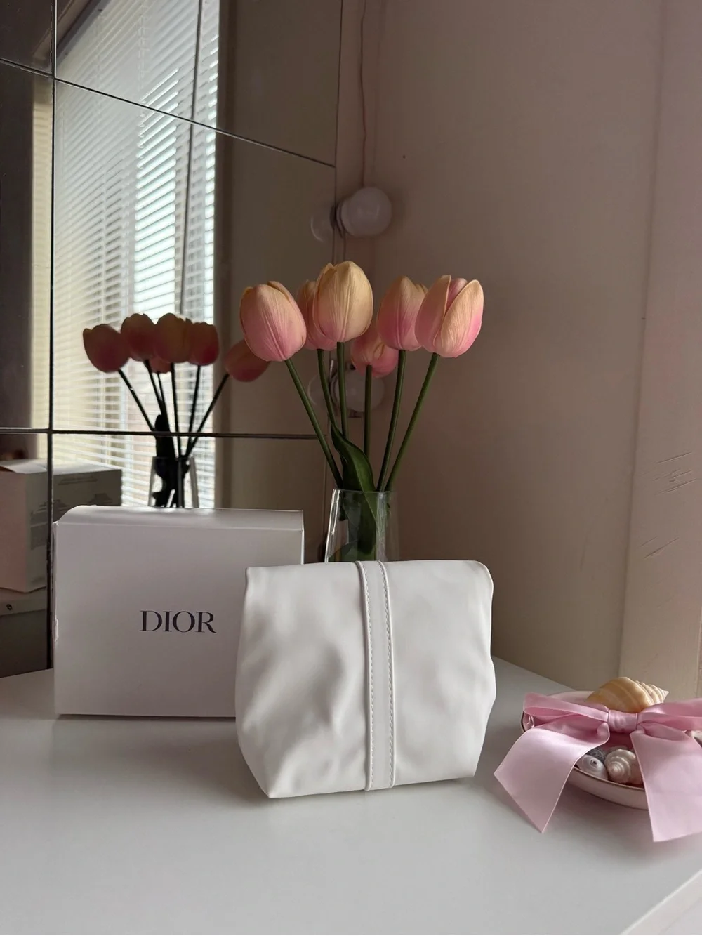 Dior White pouch bag